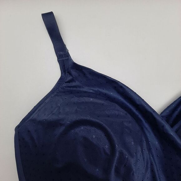DEESSE Satin Lounge Bra Embroidered Dot Blue Sz 40 G - Picture 6 of 15